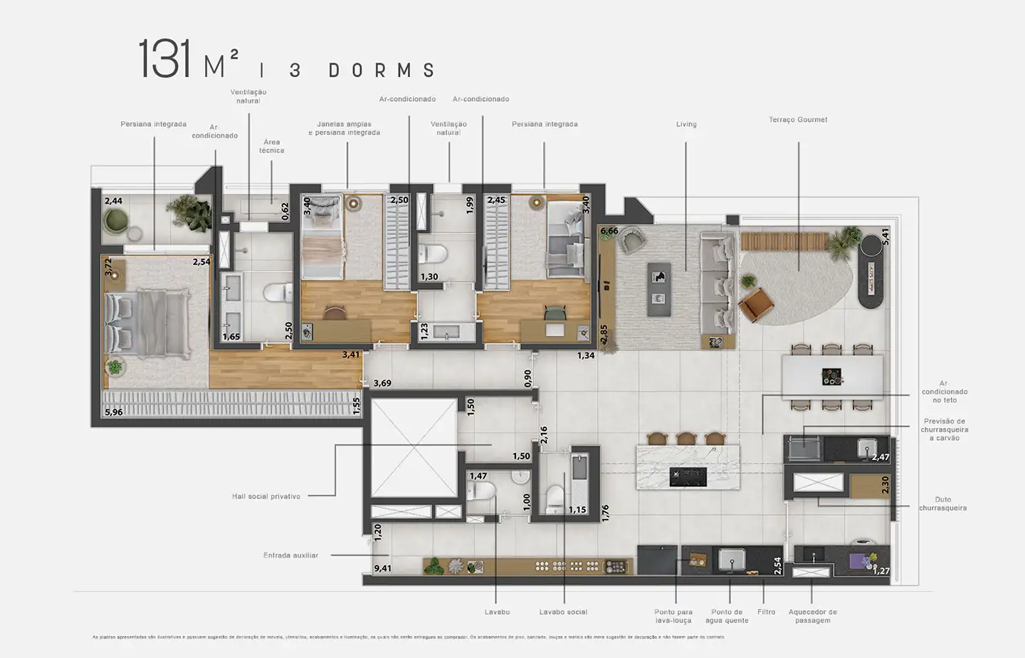 Axis - Planta de 131m² - 3 Doms